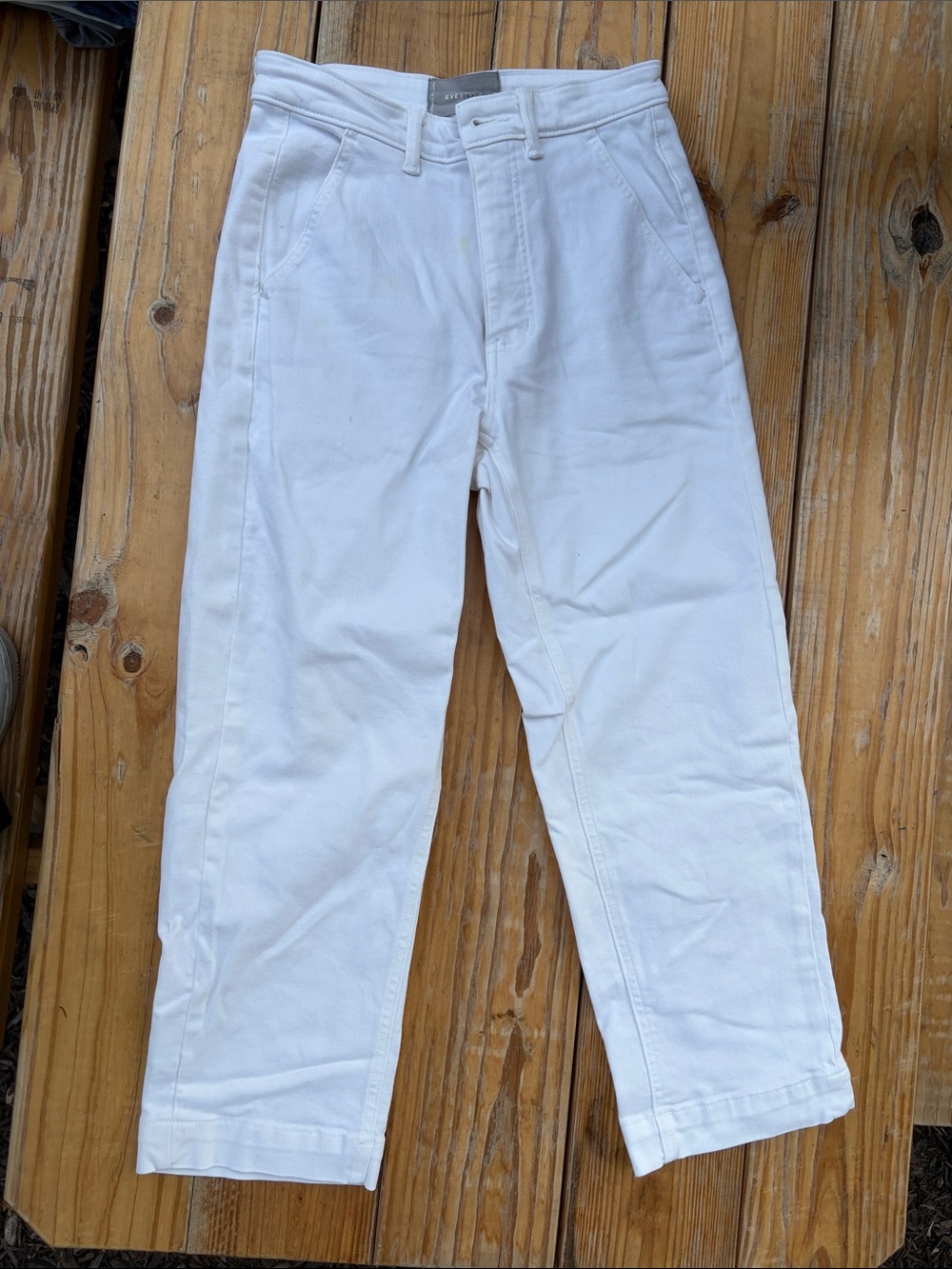 Everlane White High-Rise Straight Cotton Chinos